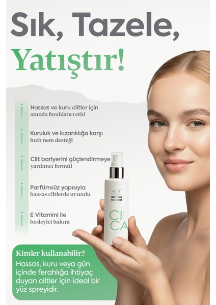 Soi Cica Face Spray – Hassas ve Kuru Ciltler İçin Nemlendirici & Rahatlatıcı Sprey 100 ml modelleri