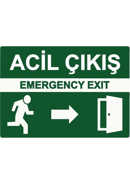Acil Çıkış Emergency Exıt Isg Uyarı Levhası Pvc A5 15X21 cm