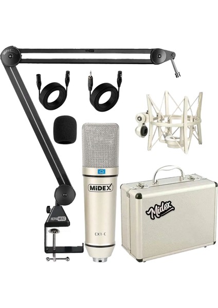 Cx1-Q Pro Set Üst Seviye Condenser Stüdyo Ses Kayıt Mikrofonu Standı Seti