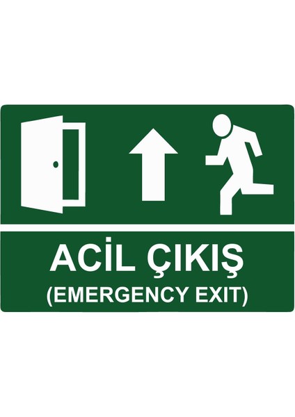 Acil Çıkış Isg Uyarı Levhası Pvc A5 15X21 cm