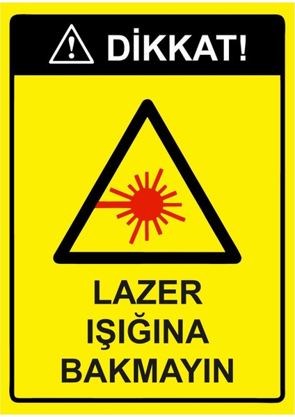 Dikkat! Lazer Işığına Bakmayın Isg Uyarı Levhası Pvc A5 15X21 cm