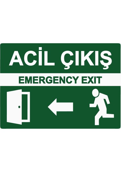 Acil Çıkış Emergency Exıt Isg Uyarı Levhası Pvc A5 15X21 cm