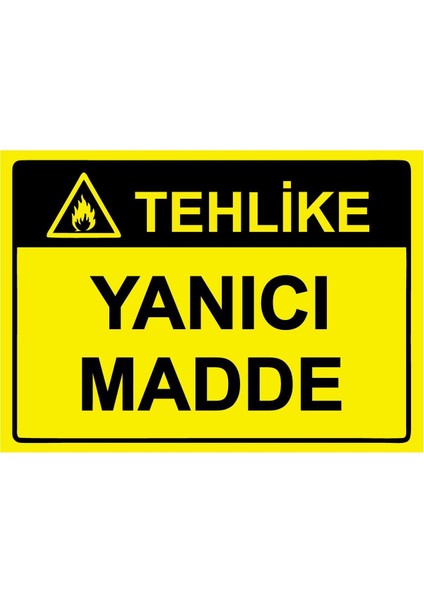 Tehlike Yanıcı Madde Isg Uyarı Levhası Pvc A5 15X21 cm