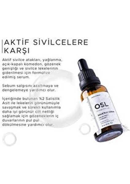 Salicylic Serum 30 ml Peeling Etkili Salisilik Asit İçeren Cilt Bakım Ürünü modelleri