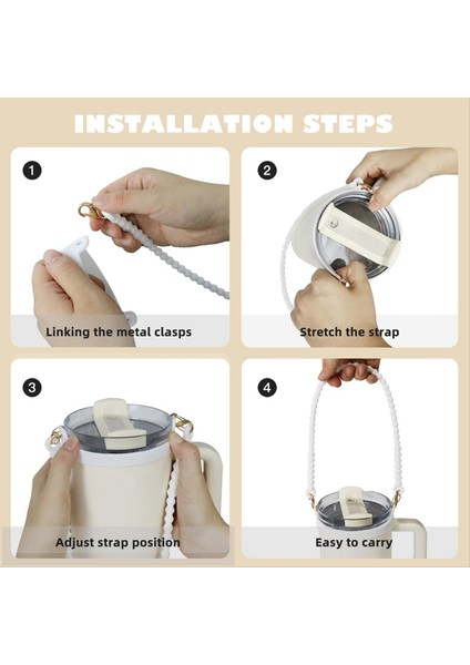 Yumuşak ve Dayanıklı Su Şişesi Tutucu Askı Kordon Kayışlı Taşıyıcı - Çoğu 8-40 Oz Su Şişesine Beyaza Uyar (Yurt Dışından) indirimleri