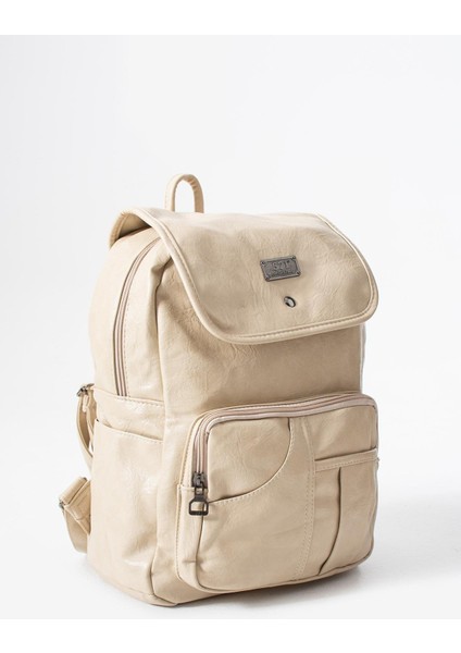 Suni Deri Yıkama Sırt çantası (Poliüretan) Krem MODEL:(571-14-16I) modelleri