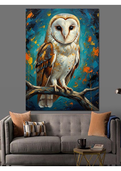 Oturan Baykuş Gece Kuşu Dekoratif Kanvas - Mdf Ahşap Tablo fiyatları