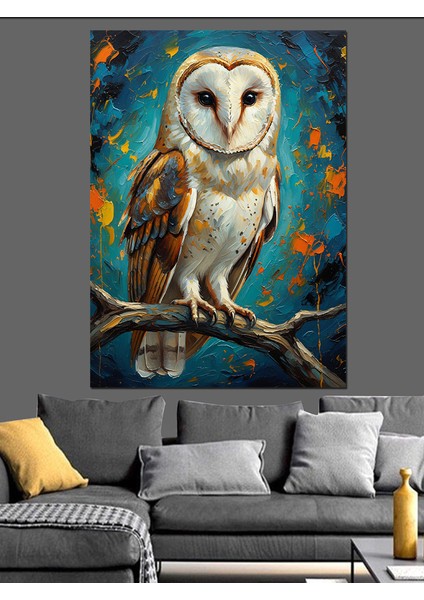 Oturan Baykuş Gece Kuşu Dekoratif Kanvas - Mdf Ahşap Tablo modelleri