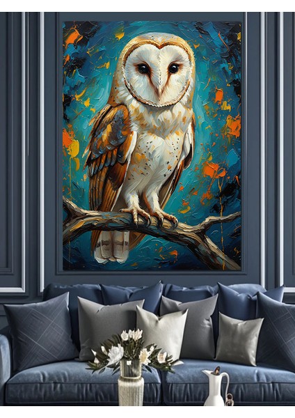 Oturan Baykuş Gece Kuşu Dekoratif Kanvas - Mdf Ahşap Tablo fırsatları