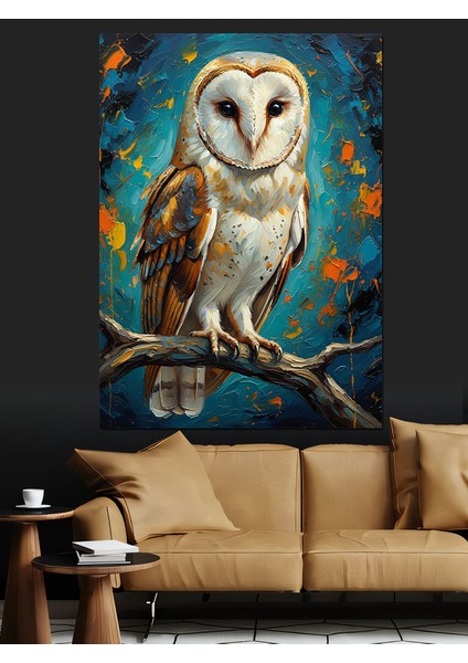 Oturan Baykuş Gece Kuşu Dekoratif Kanvas - Mdf Ahşap Tablo indirimleri