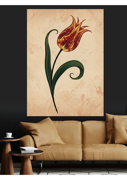 Tek Kırmızı Lale Eskiz Dekoratif Kanvas - Mdf Ahşap Tablo modelleri