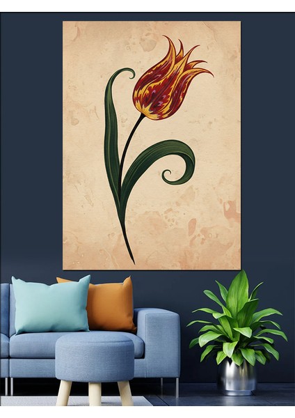 Tek Kırmızı Lale Eskiz Dekoratif Kanvas - Mdf Ahşap Tablo fırsatları