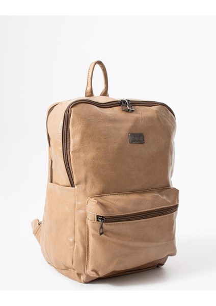 Suni Deri Yıkama Sırt çantası (Poliüretan) Bej MODEL:(571-14-16G) modelleri