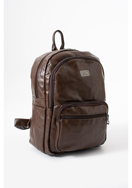 Suni Deri Yıkama Sırt çantası (Poliüretan) Kahverengi MODEL:(571-14-16H) modelleri