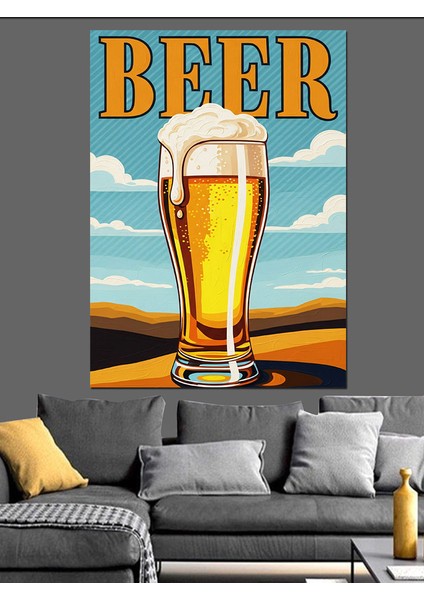 Soğuk Bira Köpüklü Bardak Dekoratif Kanvas - Mdf Ahşap Tablo fiyatları