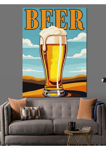Soğuk Bira Köpüklü Bardak Dekoratif Kanvas - Mdf Ahşap Tablo modelleri