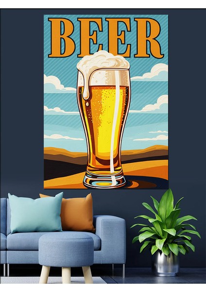 Soğuk Bira Köpüklü Bardak Dekoratif Kanvas - Mdf Ahşap Tablo fırsatları