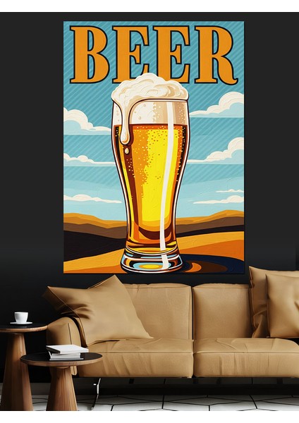 Soğuk Bira Köpüklü Bardak Dekoratif Kanvas - Mdf Ahşap Tablo indirimleri