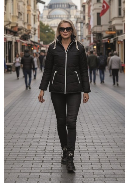 Kapüşonlu Kışlık Kadın Şişme Kısa Mont fiyatları