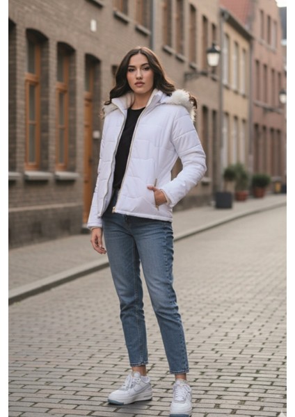 Günlük Kürklü Şişme Kadın Mont