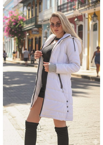 Kışlık Kapüşonlu Kadın Uzun Şişme Mont fırsatları