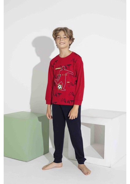 Erkek Çocuk Uzun Kol Interlook Pamuklu Pijama Takımı 7407