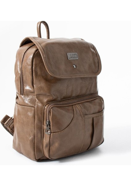 Suni Deri Yıkama Sırt çantası (Poliüretan) Vizon MODEL:(571-14-16I) modelleri