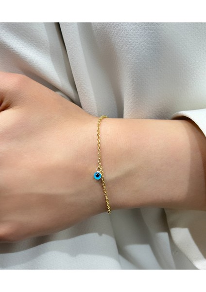 14 Ayar Altın Nazar Boncuklu Doç Bileklik modelleri