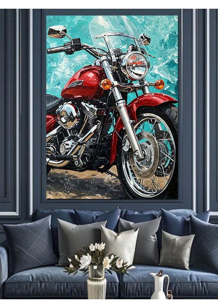 Klasik Tarz Kırmızı Motor Dekoratif Kanvas - Mdf Ahşap Tablo fiyatları