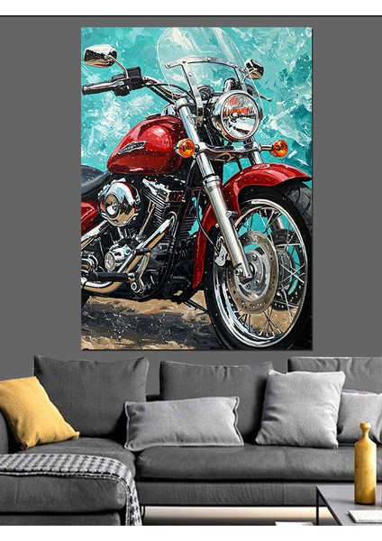 Klasik Tarz Kırmızı Motor Dekoratif Kanvas - Mdf Ahşap Tablo modelleri