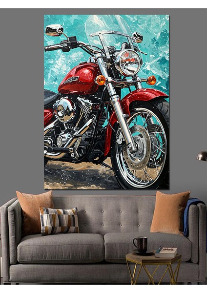 Klasik Tarz Kırmızı Motor Dekoratif Kanvas - Mdf Ahşap Tablo fırsatları