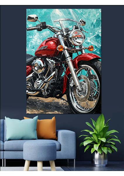 Klasik Tarz Kırmızı Motor Dekoratif Kanvas - Mdf Ahşap Tablo indirimleri