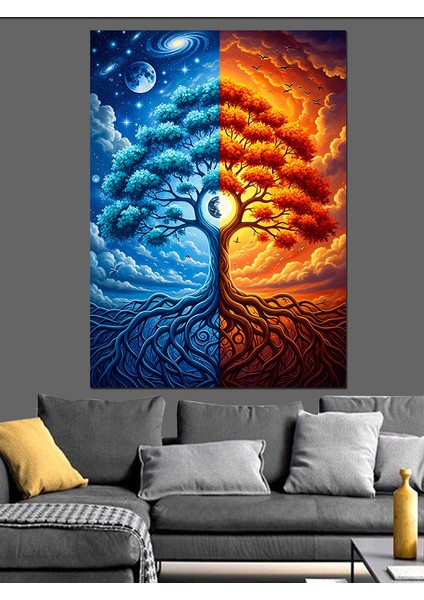 Gün ve Gece Hayat Ağacı Dekoratif Kanvas - Mdf Ahşap Tablo fiyatları