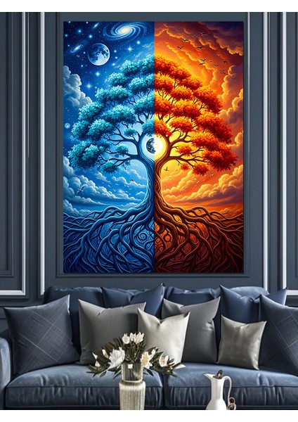 Gün ve Gece Hayat Ağacı Dekoratif Kanvas - Mdf Ahşap Tablo modelleri