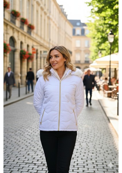 Günlük Kürklü Şişme Kadın Mont modelleri