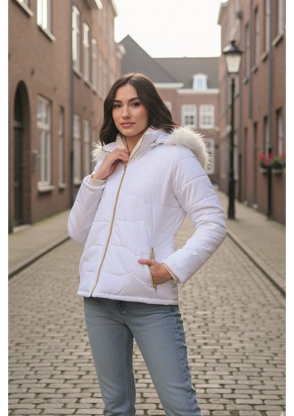 Günlük Kürklü Şişme Kadın Mont