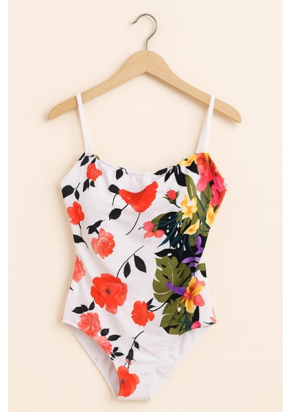 Kadın Çiçek Desenli Askılı Tek Parça Mayo – Canlı Yaz Koleksiyonu 1156 B indirimleri