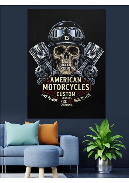 Kurukafa Amerikan Arabaları Amblemi Dekoratif Kanvas - Mdf Ahşap Tablo fiyatları