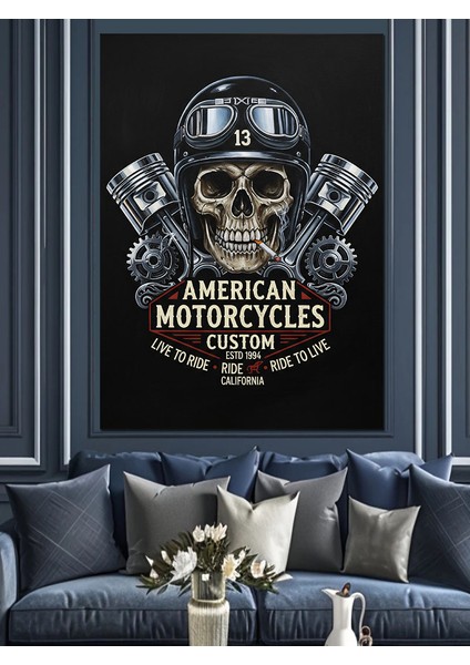 Kurukafa Amerikan Arabaları Amblemi Dekoratif Kanvas - Mdf Ahşap Tablo fırsatları