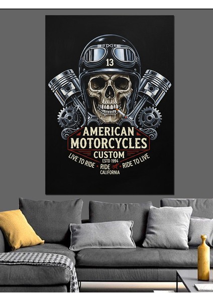 Kurukafa Amerikan Arabaları Amblemi Dekoratif Kanvas - Mdf Ahşap Tablo indirimleri