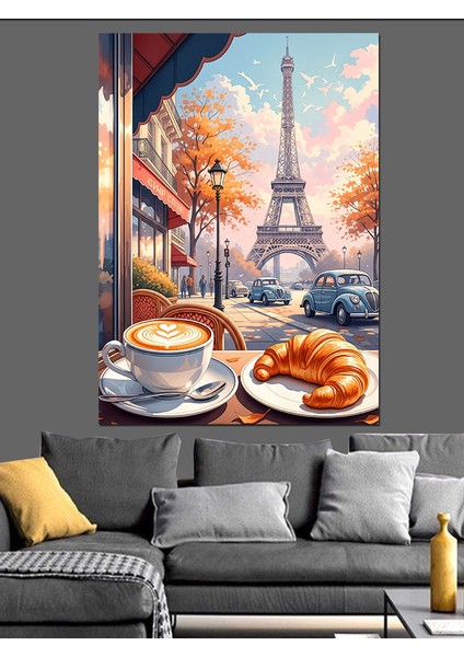 Paris Kafe Eyfel Kulesi Dekoratif Kanvas - Mdf Ahşap Tablo indirimleri