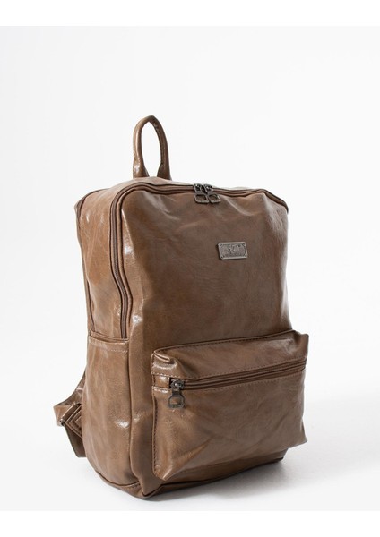 Suni Deri Yıkama Sırt çantası (Poliüretan) Vizon MODEL:(571-14-16G) modelleri