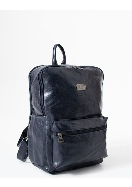 Suni Deri Yıkama Sırt çantası (Poliüretan) Lacivert MODEL:(571-14-16G) modelleri