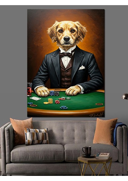 Papyonlu Şık Köpek Hayvan Dekoratif Kanvas - Mdf Ahşap Tablo fırsatları