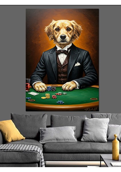 Papyonlu Şık Köpek Hayvan Dekoratif Kanvas - Mdf Ahşap Tablo indirimleri