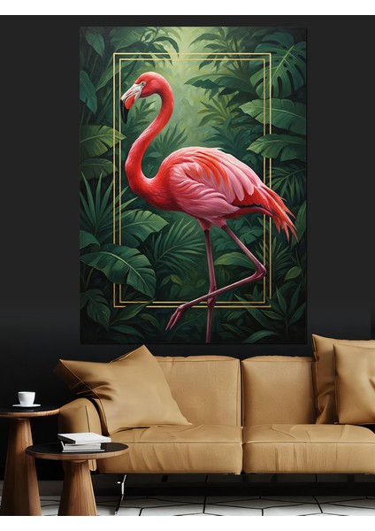Flamingo Kuşu Pembe Zarif Dekoratif Kanvas - Mdf Ahşap Tablo fiyatları