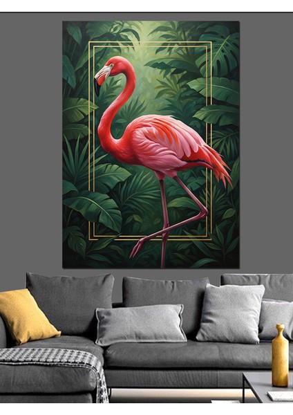 Flamingo Kuşu Pembe Zarif Dekoratif Kanvas - Mdf Ahşap Tablo fırsatları