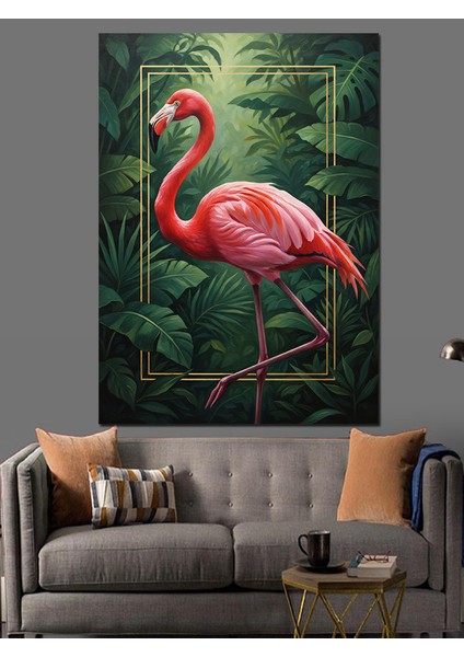 Flamingo Kuşu Pembe Zarif Dekoratif Kanvas - Mdf Ahşap Tablo indirimleri