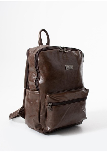 Suni Deri Yıkama Sırt çantası (Poliüretan) Kahverengi MODEL:(571-14-16G) modelleri