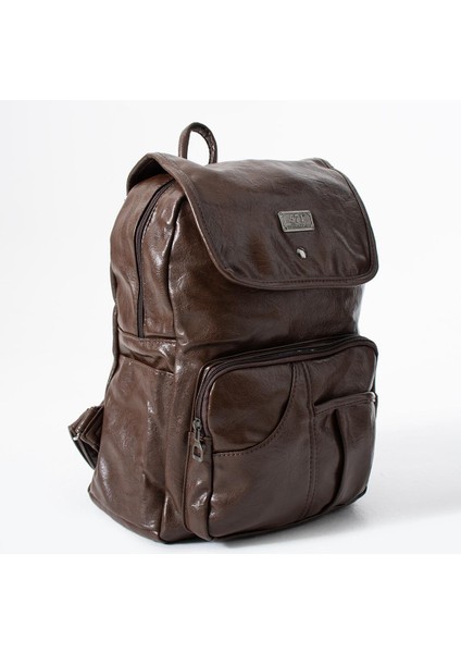 Suni Deri Yıkama Sırt çantası (Poliüretan) Kahverengi MODEL:(571-14-16I) modelleri
